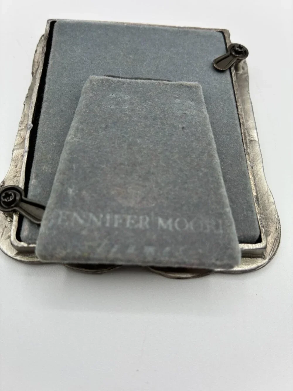 Jennifer Moore Pewter Picture Frame Victorian Metal Collection 2.5x3 Ribbons